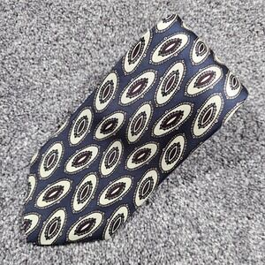 Vintage Robert Talbott Necktie Blue Cream Medallion Silk Carmel Valley HandSewn